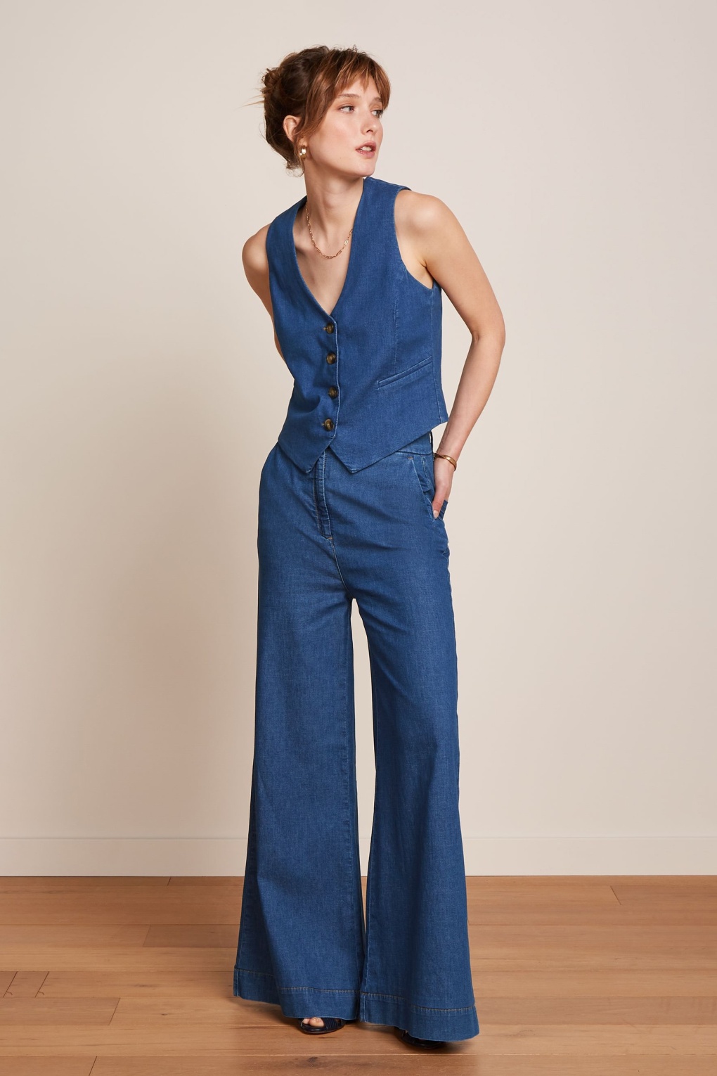 Peppa Chambray Hose in Denim Blau