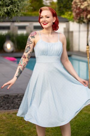 Poppy Polka Swingkleid in Pale Blue