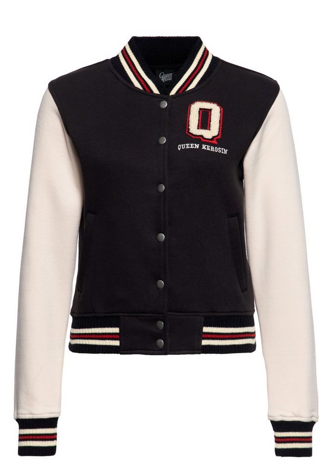 QueenKerosin Collegejacke Q (1-St) Mit Kontrast Raglan-Ärmeln