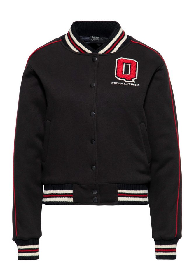 QueenKerosin Collegejacke Q (1-St) mit rotem Piping entlang der Ärmel