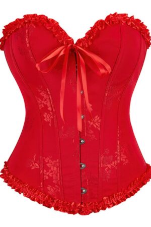 Refttenw Corsage Damen-Korsett Vintage Jacquard Bustiers Schnür-Korsett Gothic Taillenformer Dessous