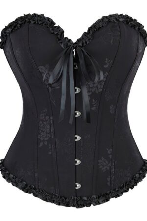 Refttenw Corsage Damen-Korsett Vintage Jacquard Bustiers Schnür-Korsett Gothic Taillenformer Dessous