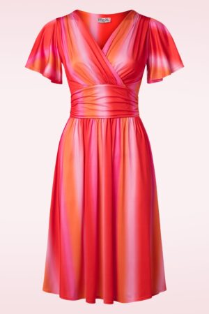 Sadie Faded Stripes Swing Kleid in Pink