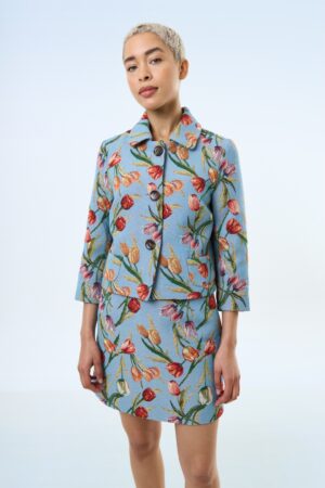 Salut Tulip Jacquard Jacke in Hellblau