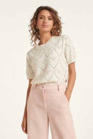 Sweetheart Sparkle Strickoberteil in Wollweiß