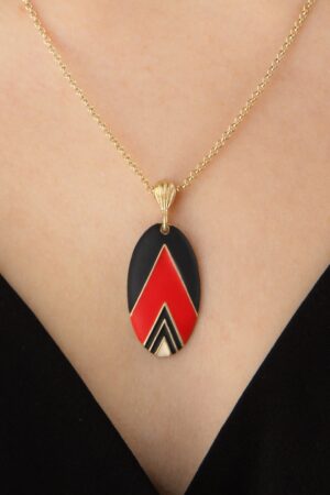 Vintage Deco Halskette in Orangerot