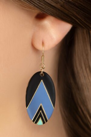 Vintage Deco Ohrringe in Blau