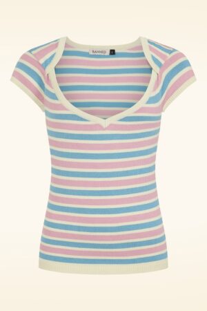 Vivian Gestreifter Pullover in Rosa und Blau