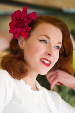 Blumen Haarspange & Brosche in Rot