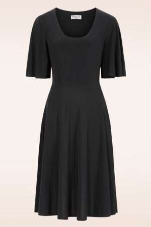 Exklusiv bei Topvintage ~ Cassie Slinky Ballerina Swingkleid in Schwarz