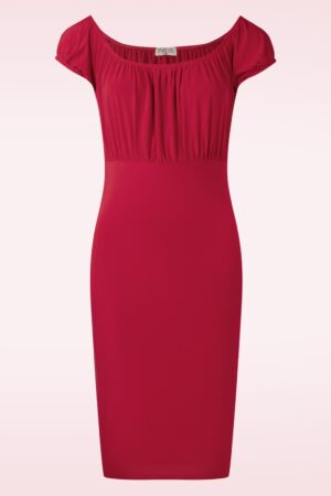 Exklusiv bei Topvintage ~ Ivy Schulterfreies Bleistiftkleid in Rot