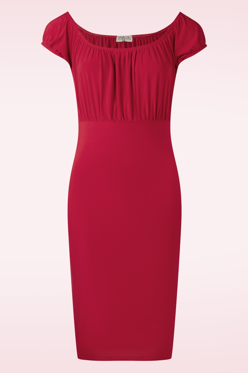 Exklusiv bei Topvintage ~ Ivy Schulterfreies Bleistiftkleid in Rot