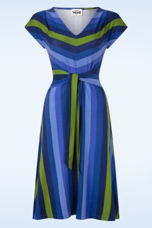 Frenchy Affair Gestreiftes Kleid in Blau