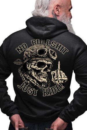 GASOLINE BANDIT® Kapuzensweatjacke für Motorradfahrer: Just Ride mit Kapuze