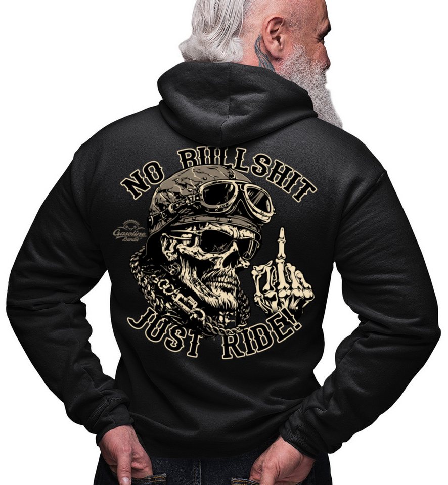 GASOLINE BANDIT® Kapuzensweatjacke für Motorradfahrer: Just Ride mit Kapuze