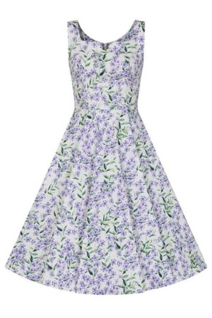 Hearts & Roses London A-Linien-Kleid Lilac Meadow Floral Blumen Vintage Retro 50er