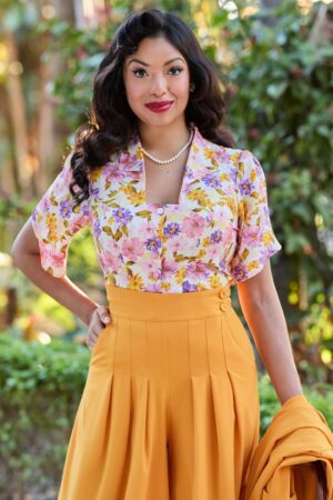 Maelyne Floria Bluse in Rosa und Lila