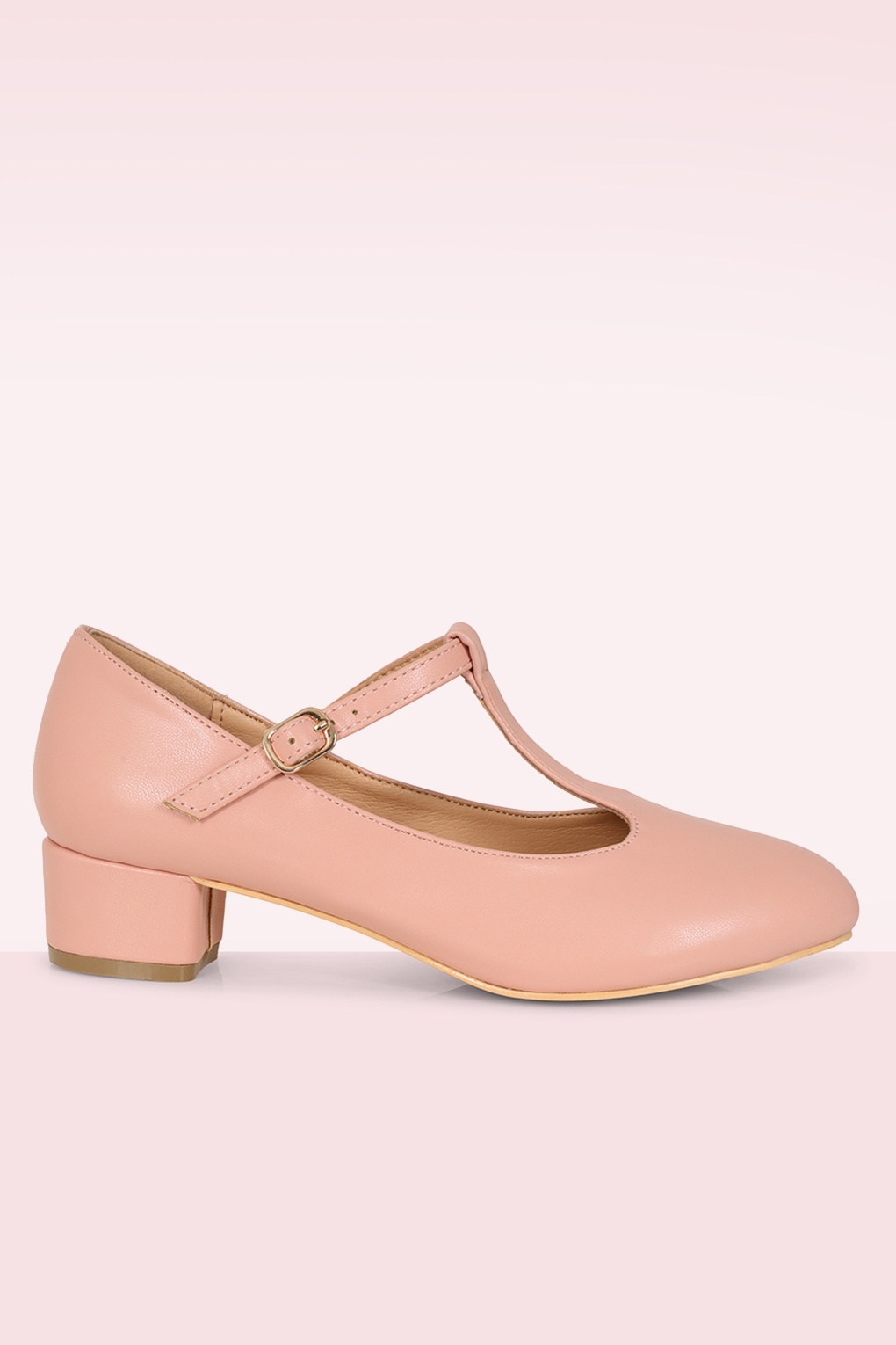 Mary Jane T-Riemen-Pumps in Altrosa