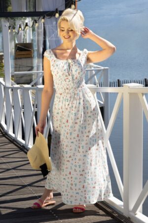 Millie Floral Midaxi-Kleid in Weiß.