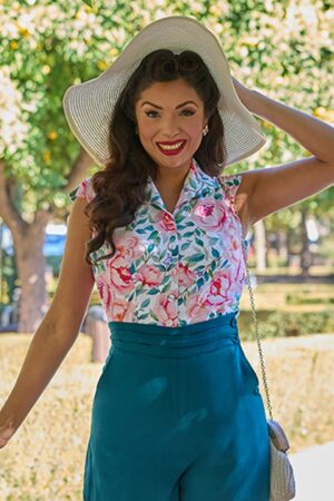 Nesrine Pia Bluse in Pink Roses