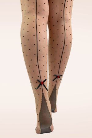 Premium Dotty Strumpfhose mit Naht in Neutralfarben.