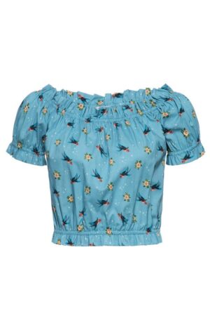 QueenKerosin Kurzarmbluse Oldschool Tattoo mit Allover-Print