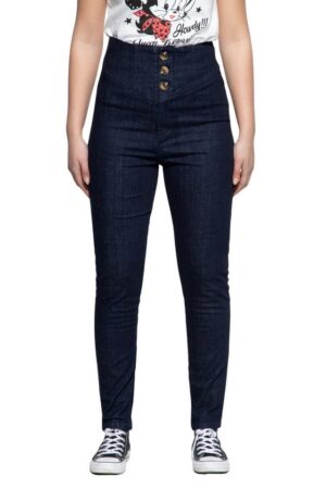 QueenKerosin Slim-fit-Jeans (1-tlg) mit Knopfleiste