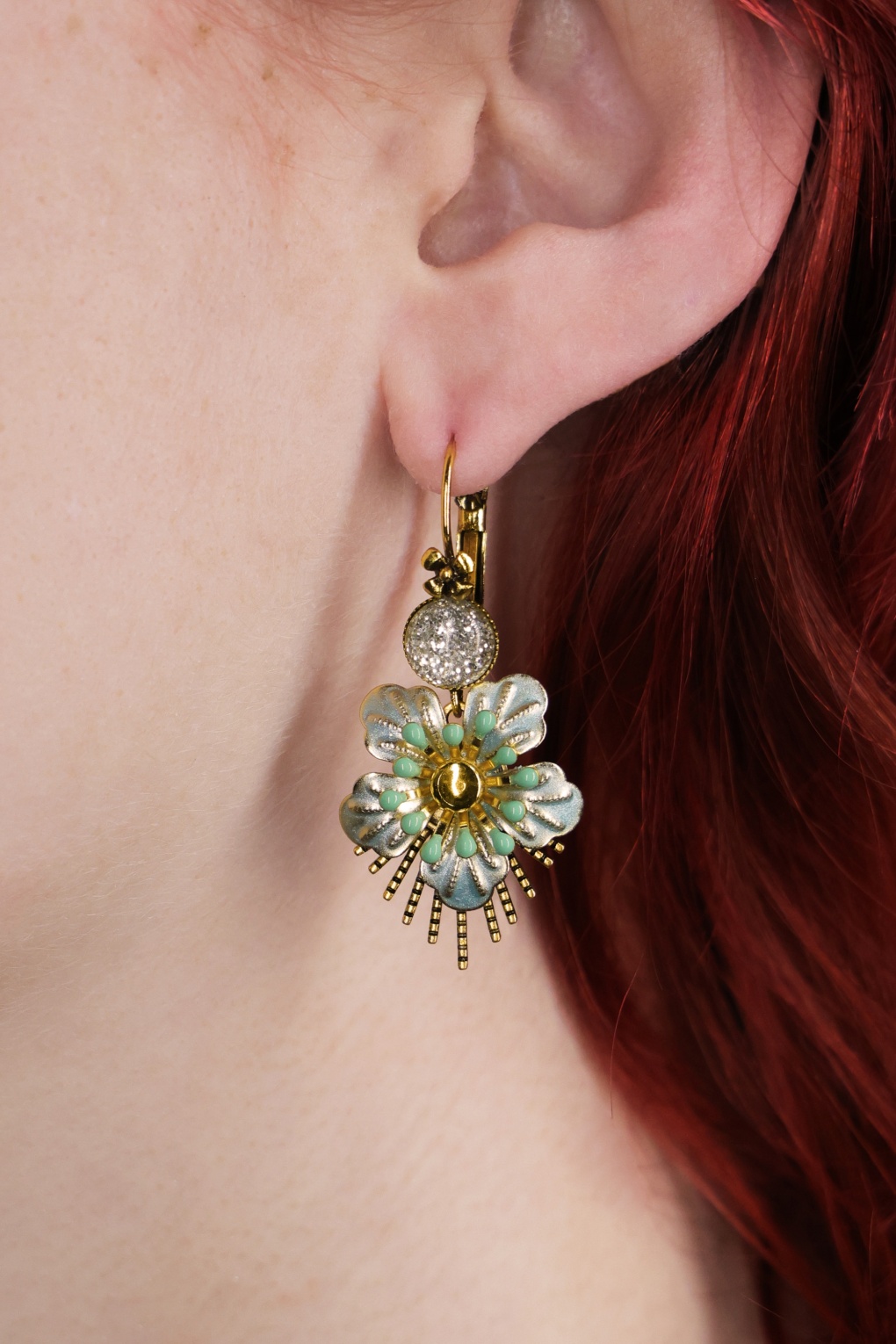 Raio Flower Ohrringe in Gold und Mint