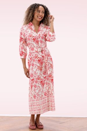 Sakura Blossom Maxikleid in Creme und Rosa