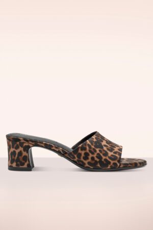 Sauvage Satin-Mules mit Leopardenmuster