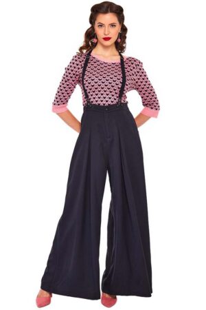 Voodoo Vixen Marlene-Hose Shelley Schwarz Vintage Trousers 40er Jahre Stil