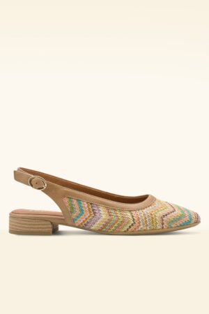 Zoe Zigzag Softline Vegane Slingbacks in Beige/mehrfarbig