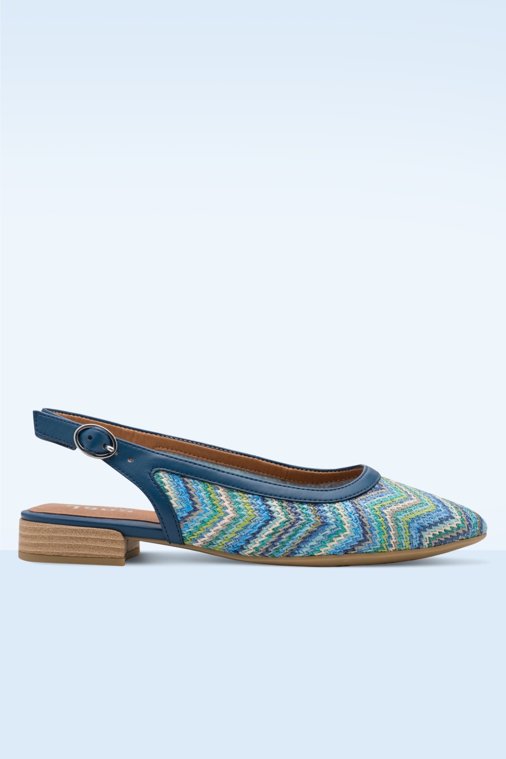 Zoe Zigzag Softline Vegane Slingbacks in Blau