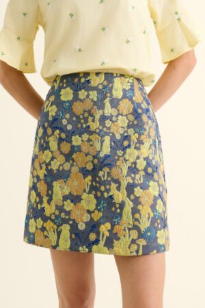 Aubin Fairytale Jacquard Minirock in Blau und Gelb