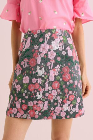 Aubin Fairytale Jacquard Minirock in Grau und Rosa