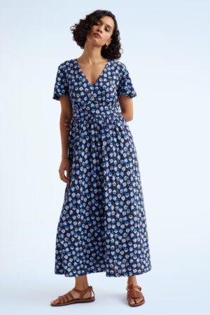 Chateaux Cotton Midaxi-Kleid in Pressed Pansies Sail