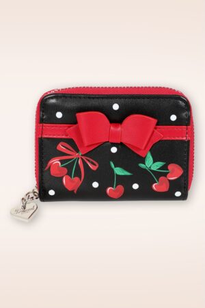 Cherries And Bows Geldbörse in Schwarz