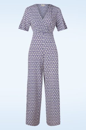 Cindy Jumpsuit mit gekreuztem Ausschnitt in Blau