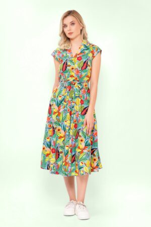 Daisy Maui Baumwollkleid in Hellblau/mehrfarbig