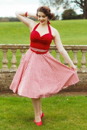 Daisy Vichy-Karo-Swingrock in Rot-Weiß