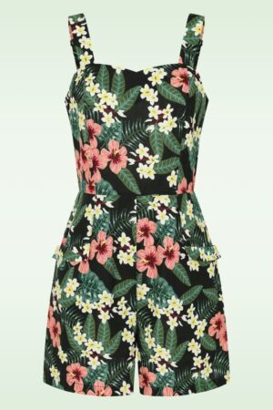Elsie Tropical Tiare Playsuit in Grün
