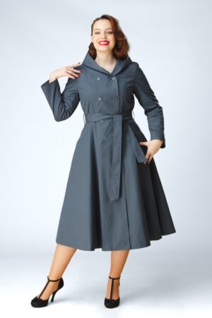Exklusiv bei Topvintage ~ Anna Wasserabweisender Kapuzenmantel in Schieferblau