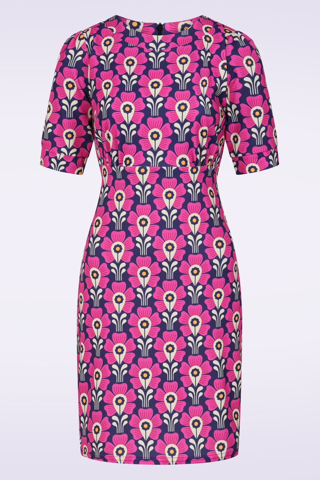 Exklusiv bei Topvintage ~ Aurora Floral A-Linien-Kleid in Violett und Rosa