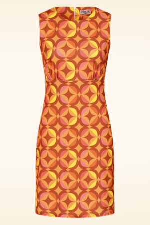 Exklusiv bei Topvintage ~ Betty Geometric Kleid in Orange und Gelb