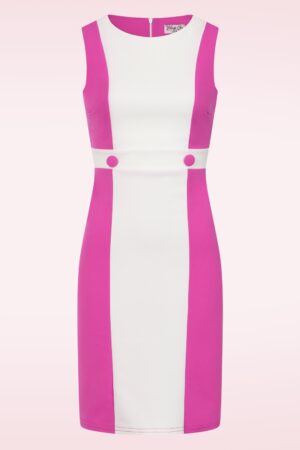 Exklusiv bei Topvintage ~ Carnaby Pop Kleid in Weiß und Pink