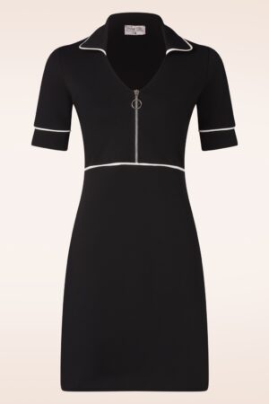 Exklusiv bei Topvintage ~ Daisy Retro-Kleid in Schwarz-Weiß