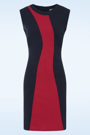 Exklusiv bei Topvintage ~ Daphne Mod Kleid in Marineblau und Rot