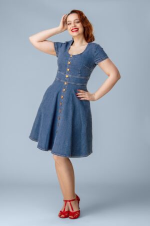 Exklusiv bei Topvintage ~ Darcy Swingkleid in Mittelblau