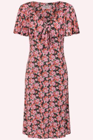 Exklusiv bei Topvintage ~ Devon Ditsy Kleid in Braun und Rosa