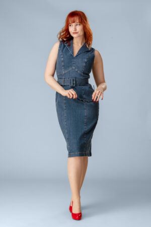 Exklusiv bei Topvintage ~ Dianne Bleistiftkleid in Mittelblau